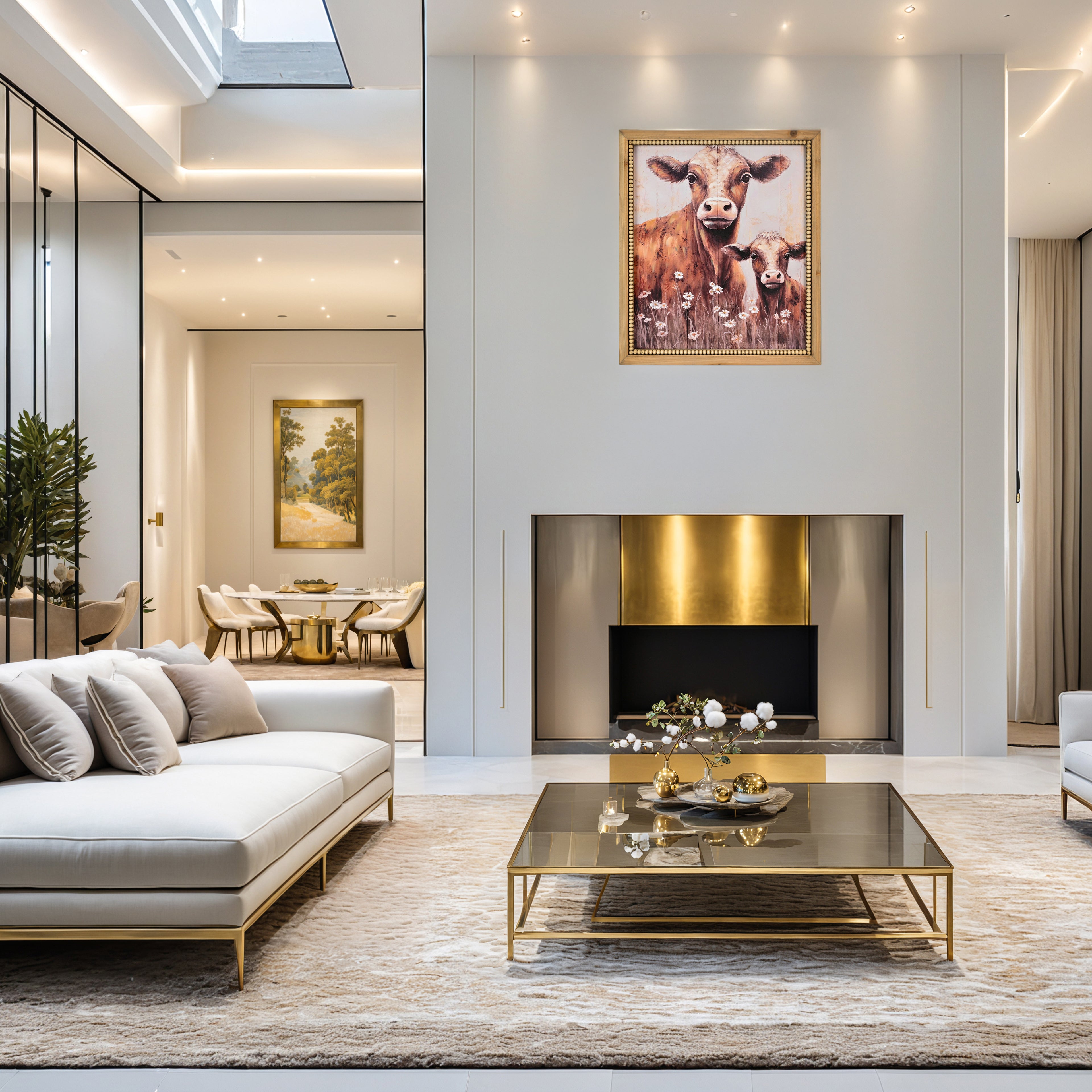 LAMIIDEKO Wood Framed Canvas Wall Paintings Pictures Art, Textured hand painting and glitters details, ready to hang design