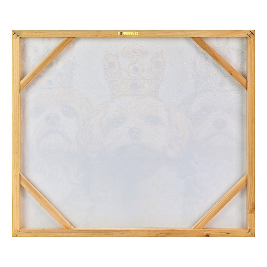 LAMIIDEKO Canvas Wrapped Framed Puppy Wall Picture Print Art, Textured hand painting and glitters details, ready to hang design