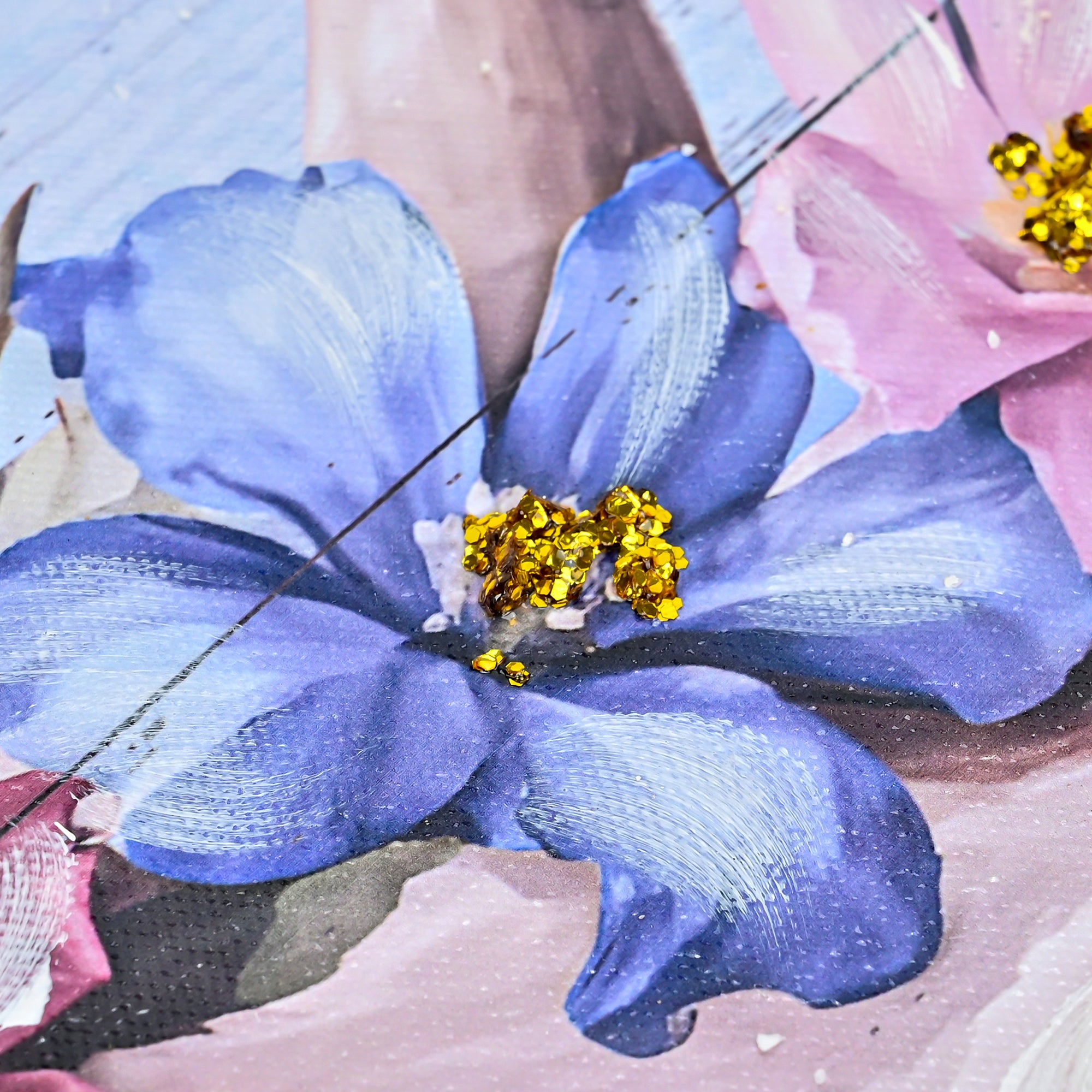 LAMIIDEKO Canvas Wrapped Framed Highland Cow Wall Picture Print Art, Textured hand painting and glitters details, ready to hang design