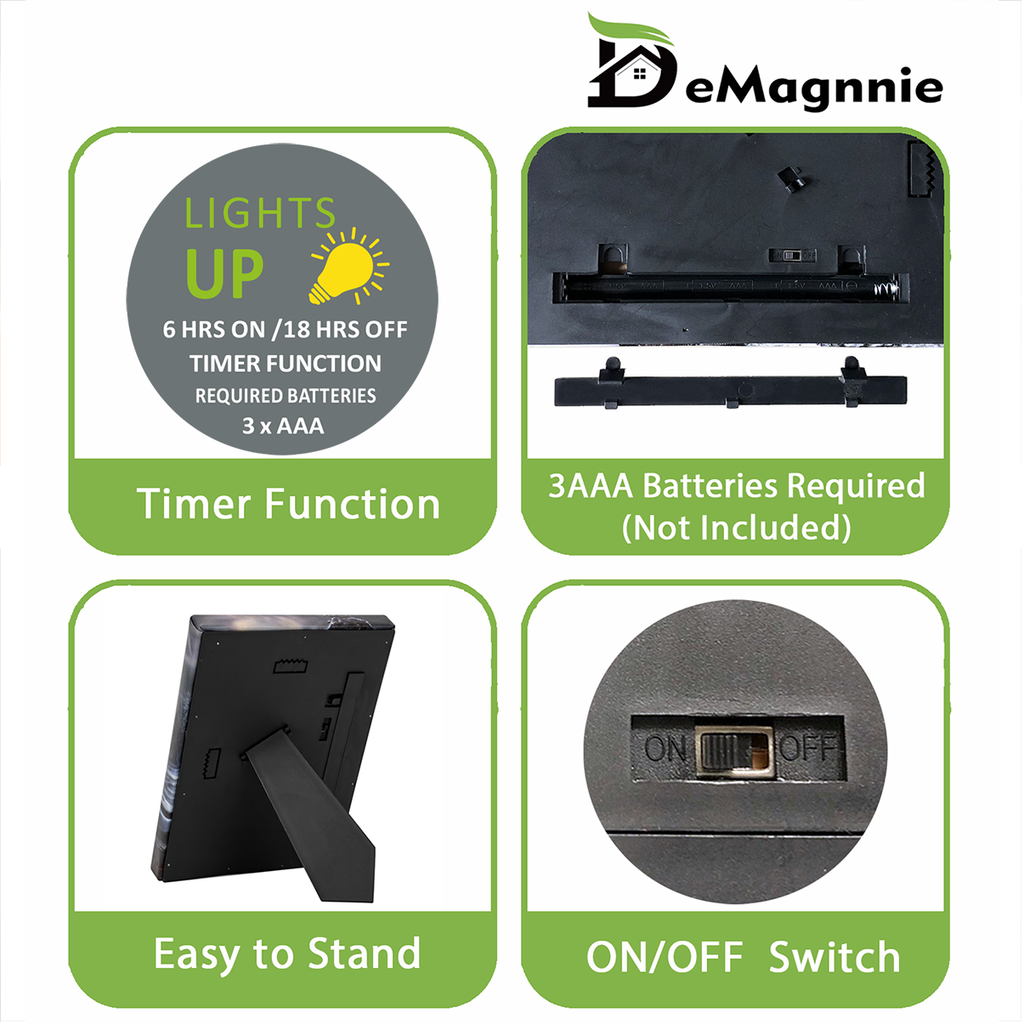 LAMIIDEKO Christmas Trees with Red Cardinals Lighted Small Canvas Wall Art with Timer, 6"x8" Framed Light Up Paintings Print for Desktop Seasonal Decor